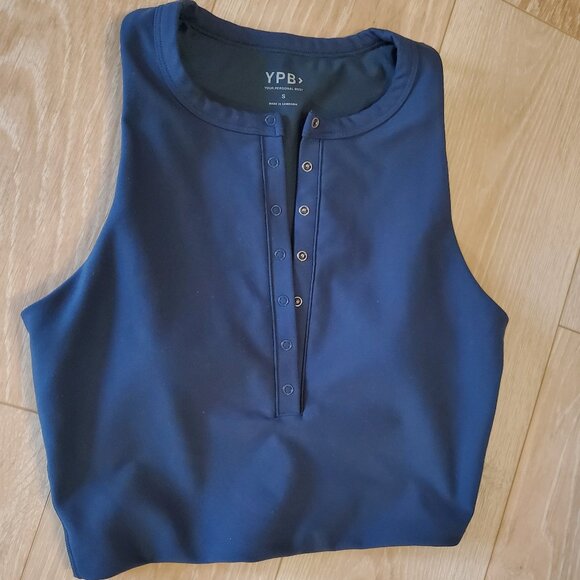 Abercrombie & Fitch Tops - Abercrombie YPB Blue Snap Front Henley Crop Top Tank Size Small